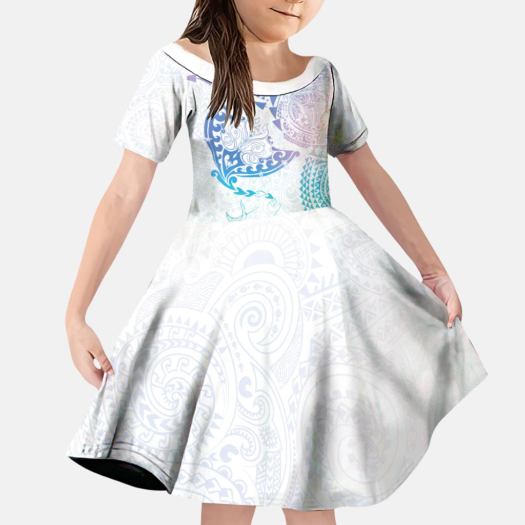 Hawaiian Manta Ray Tribal Family Matching Tank Maxi Dress and Hawaiian Shirt Polynesian Art Motifs Sweet Pastel