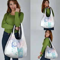 Hawaiian Manta Ray Tribal Grocery Bag Polynesian Art Motifs Sweet Pastel