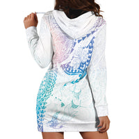 Hawaiian Manta Ray Tribal Hoodie Dress Polynesian Art Motifs Sweet Pastel