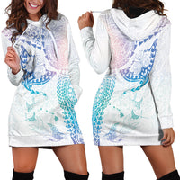 Hawaiian Manta Ray Tribal Hoodie Dress Polynesian Art Motifs Sweet Pastel