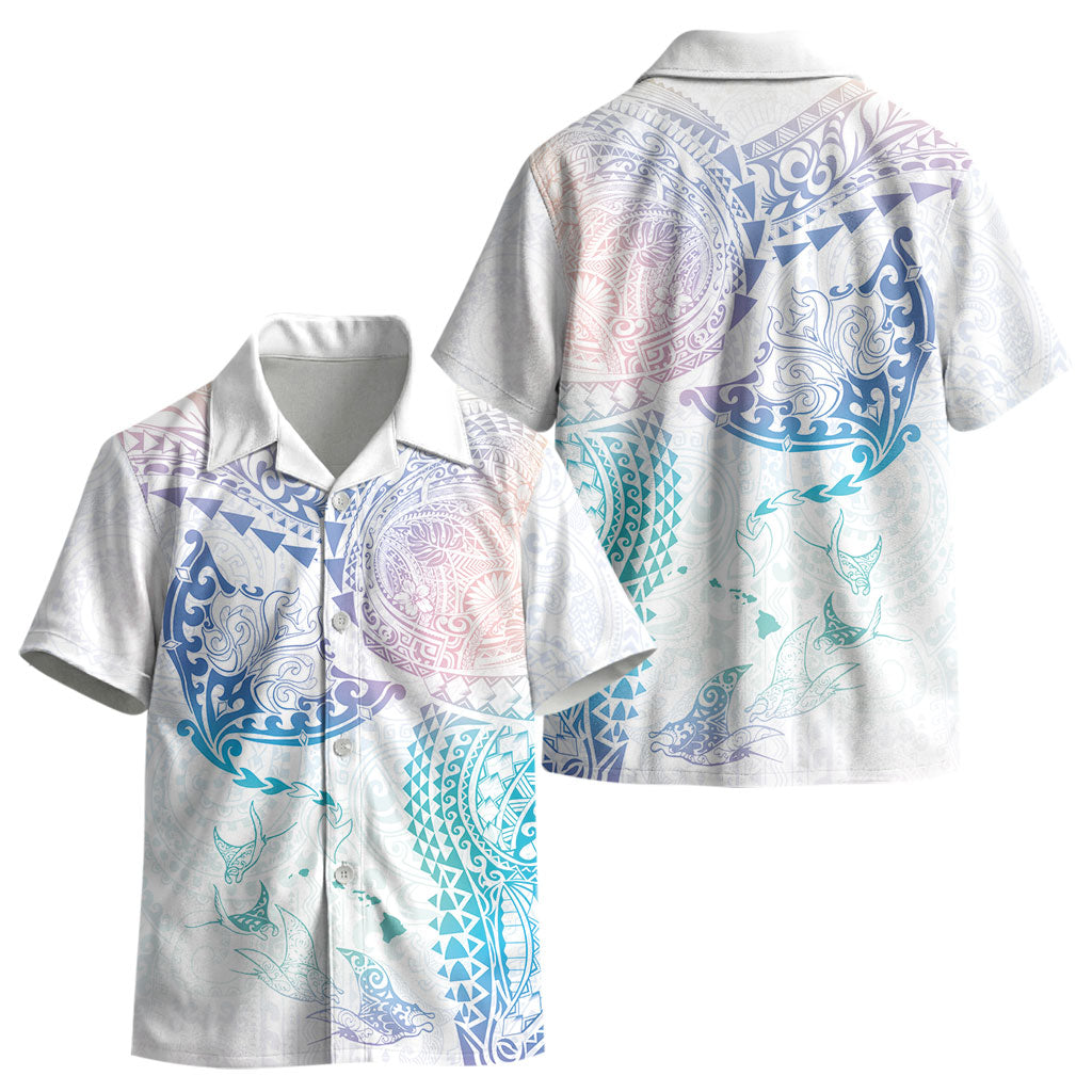 Hawaiian Manta Ray Tribal Kid Hawaiian Shirt Polynesian Art Motifs Sweet Pastel LT03 - Polynesian Pride
