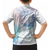 Hawaiian Manta Ray Tribal Kid Hawaiian Shirt Polynesian Art Motifs Sweet Pastel LT03 - Polynesian Pride