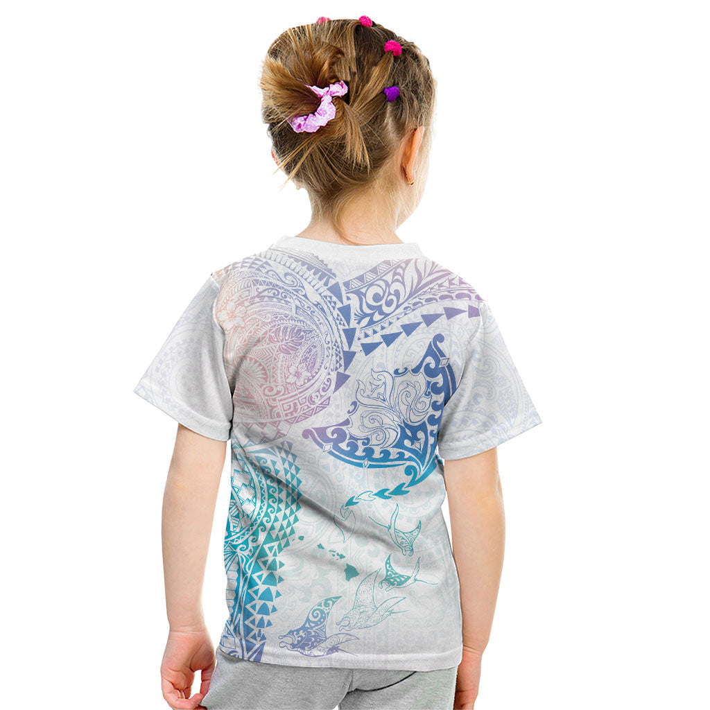 Hawaiian Manta Ray Tribal Kid T Shirt Polynesian Art Motifs Sweet Pastel