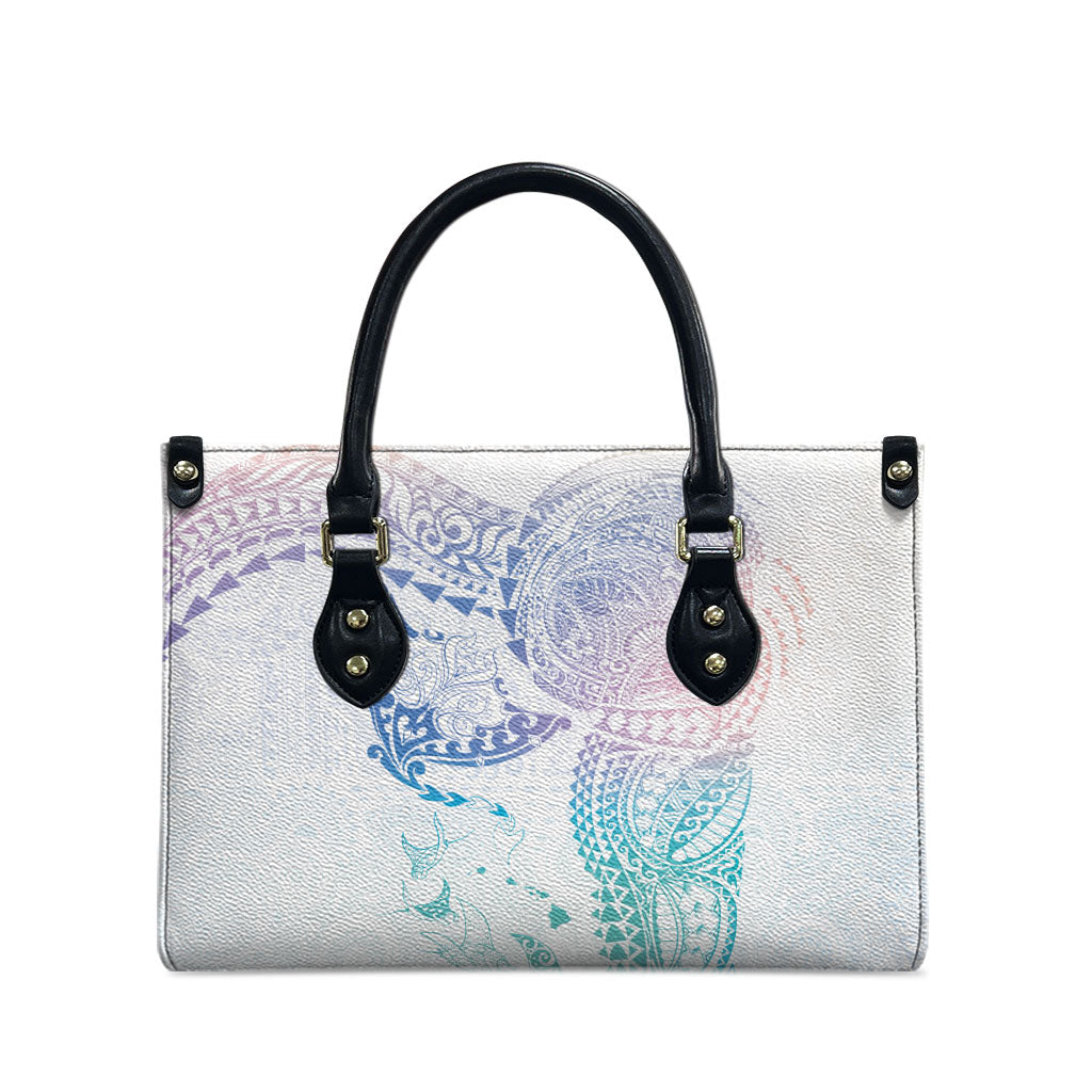 Hawaiian Manta Ray Tribal Leather Bag Polynesian Art Motifs Sweet Pastel LT03 - Polynesian Pride