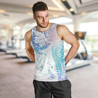 Hawaiian Manta Ray Tribal Men Tank Top Polynesian Art Motifs Sweet Pastel LT03 Multicolor - Polynesian Pride
