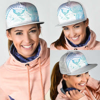 Hawaiian Manta Ray Tribal Mesh Trucker Cap Polynesian Art Motifs Sweet Pastel