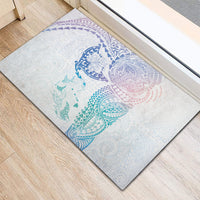 Hawaiian Manta Ray Tribal Rubber Doormat Polynesian Art Motifs Sweet Pastel