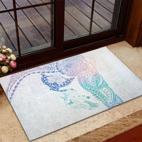 Hawaiian Manta Ray Tribal Rubber Doormat Polynesian Art Motifs Sweet Pastel