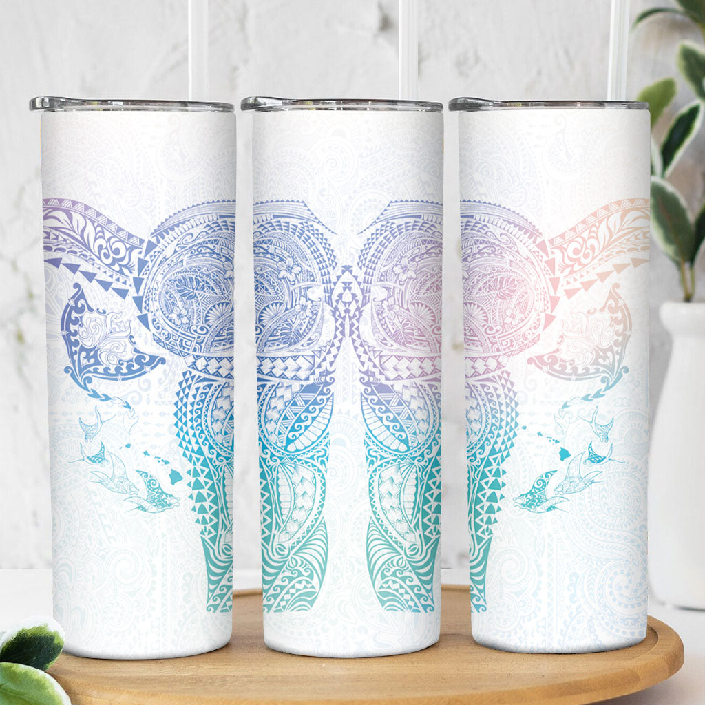 Hawaiian Manta Ray Tribal Skinny Tumbler Polynesian Art Motifs Sweet Pastel
