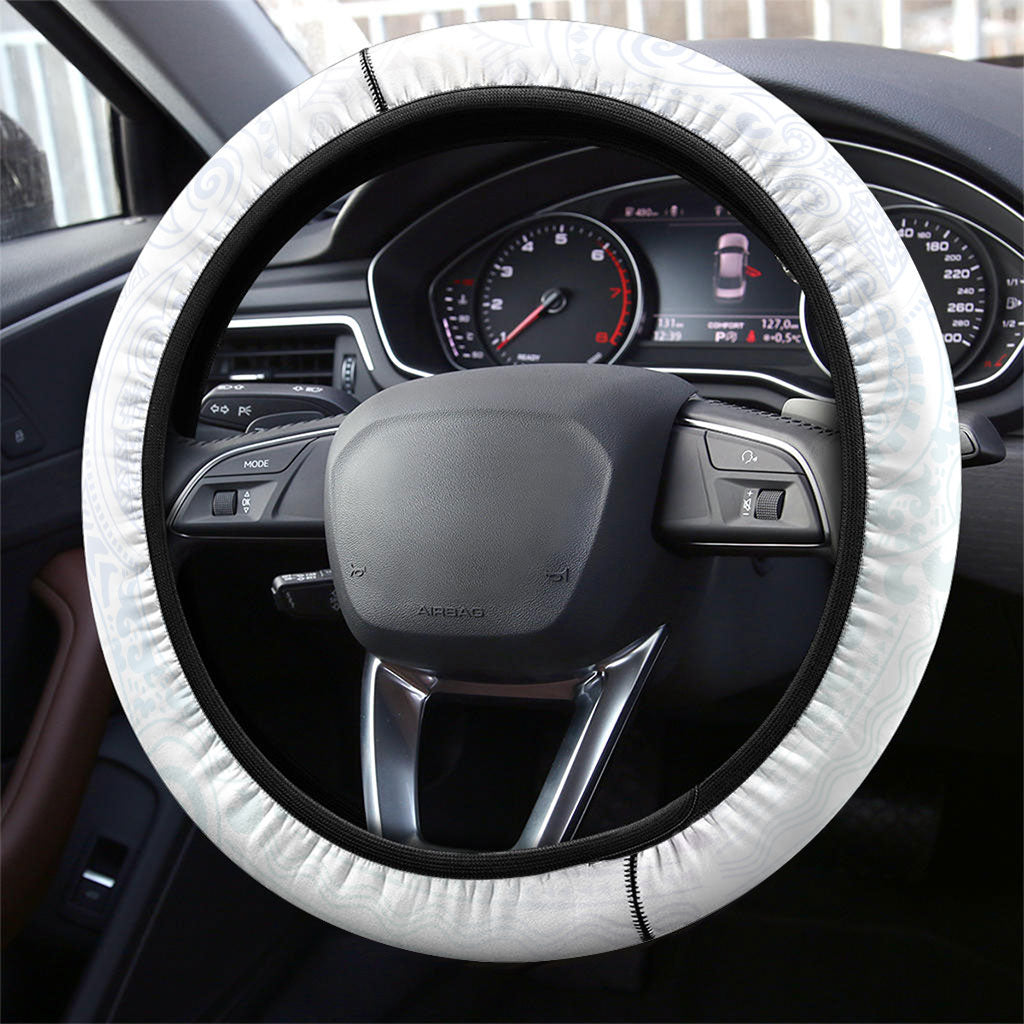 Hawaiian Manta Ray Tribal Steering Wheel Cover Polynesian Art Motifs Sweet Pastel