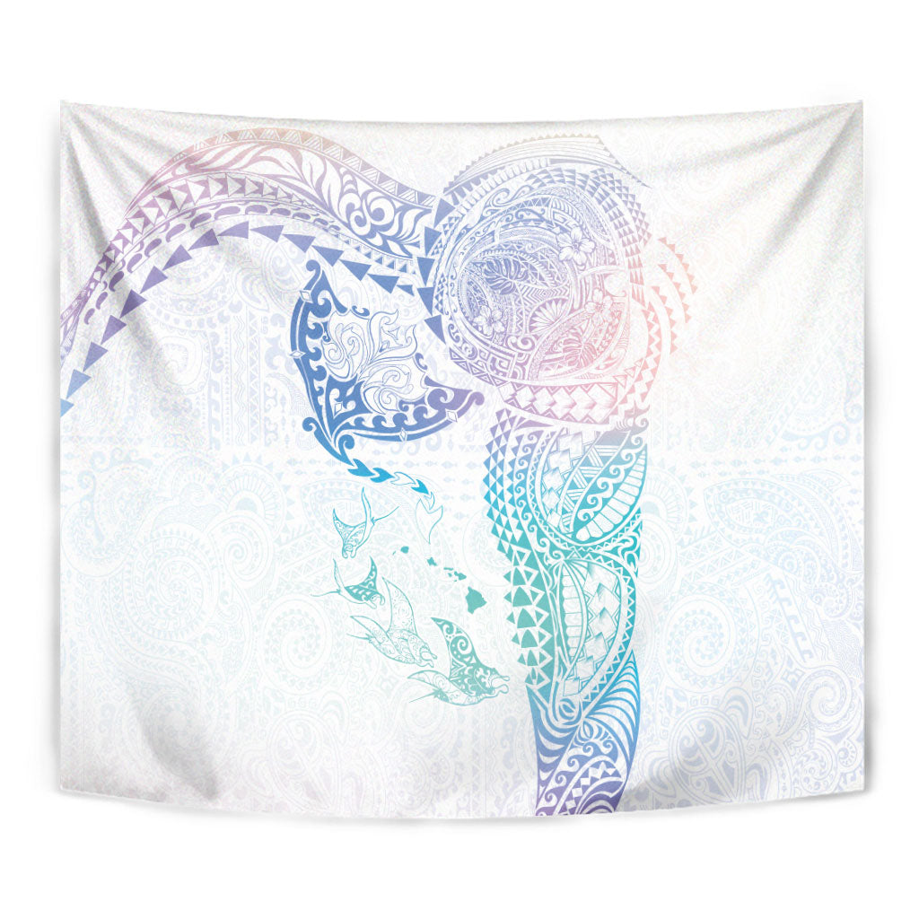 Hawaiian Manta Ray Tribal Tapestry Polynesian Art Motifs Sweet Pastel