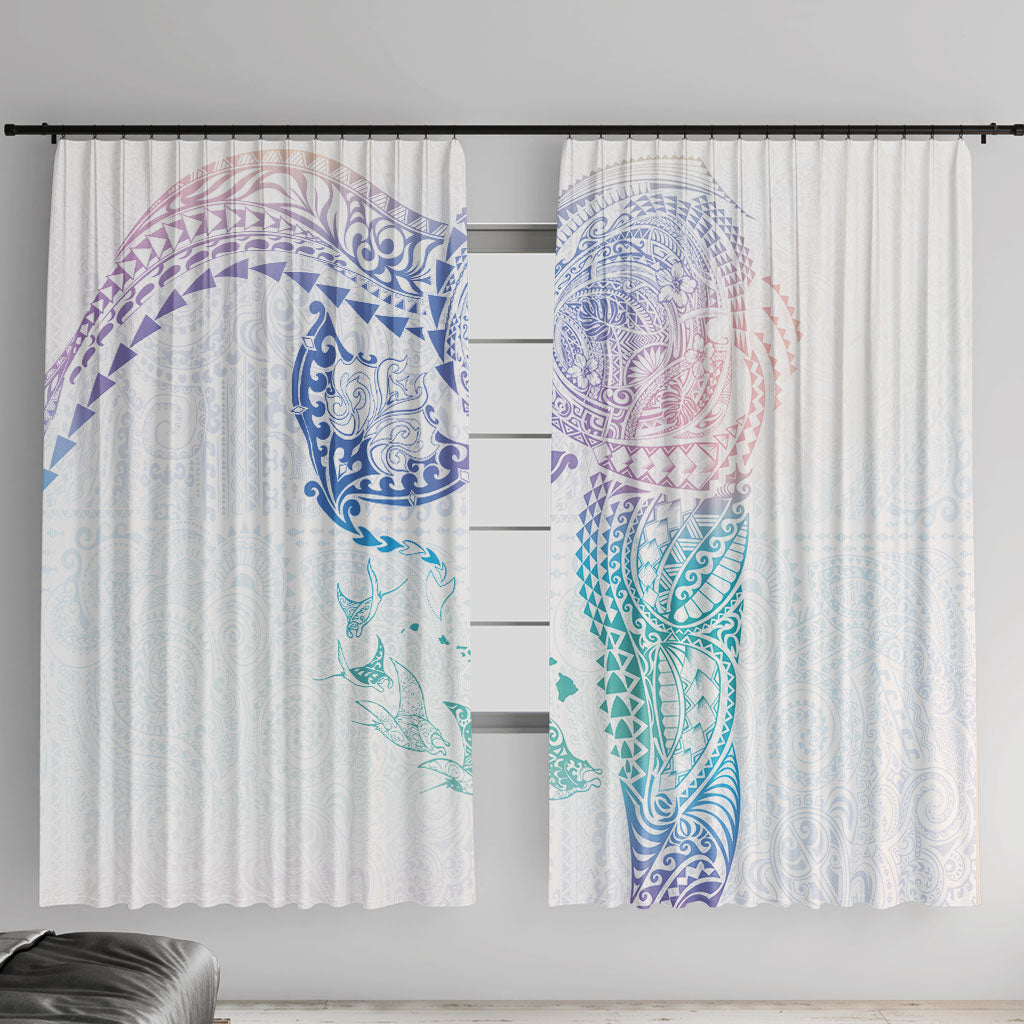 Hawaiian Manta Ray Tribal Window Curtain Polynesian Art Motifs Sweet Pastel