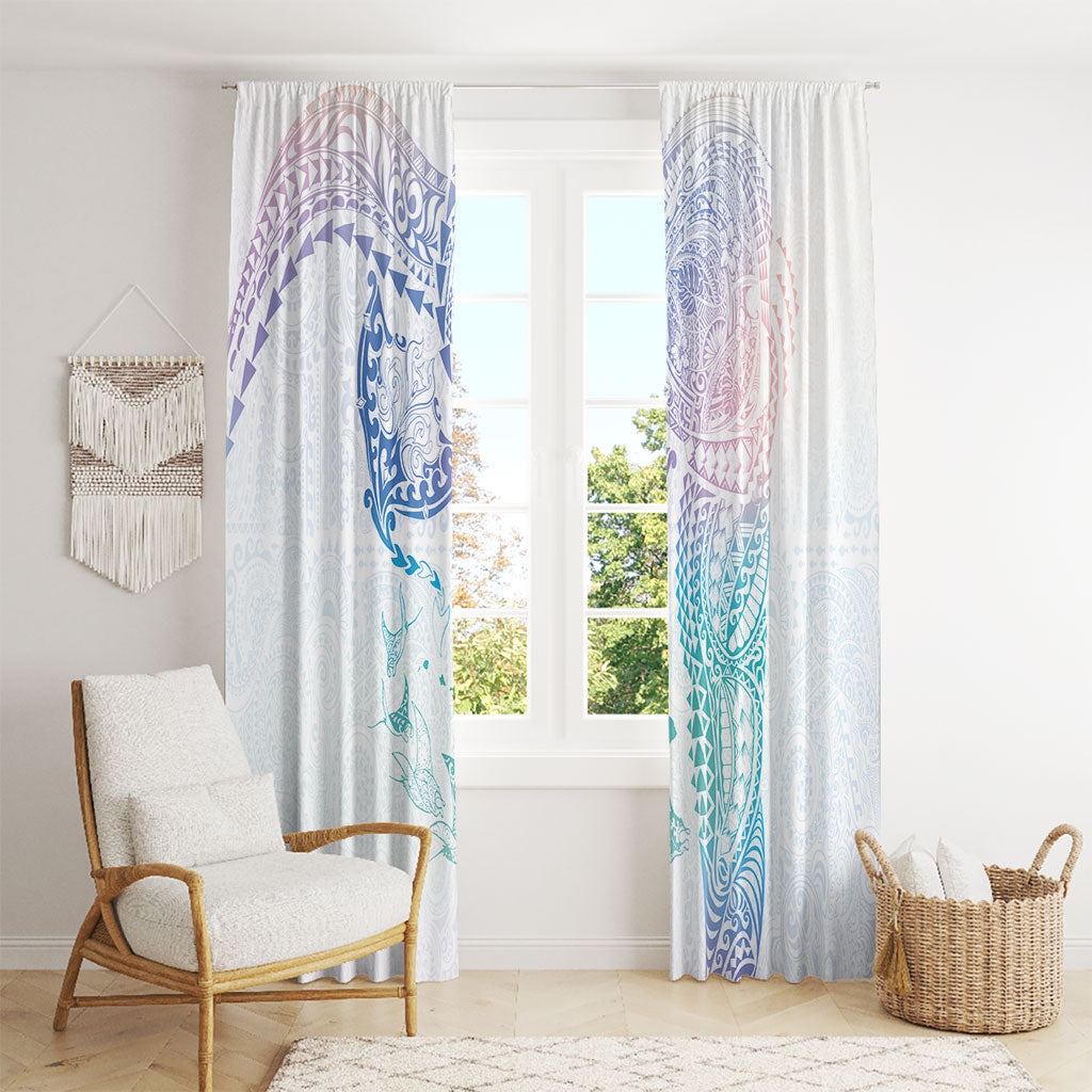 Hawaiian Manta Ray Tribal Window Curtain Polynesian Art Motifs Sweet Pastel
