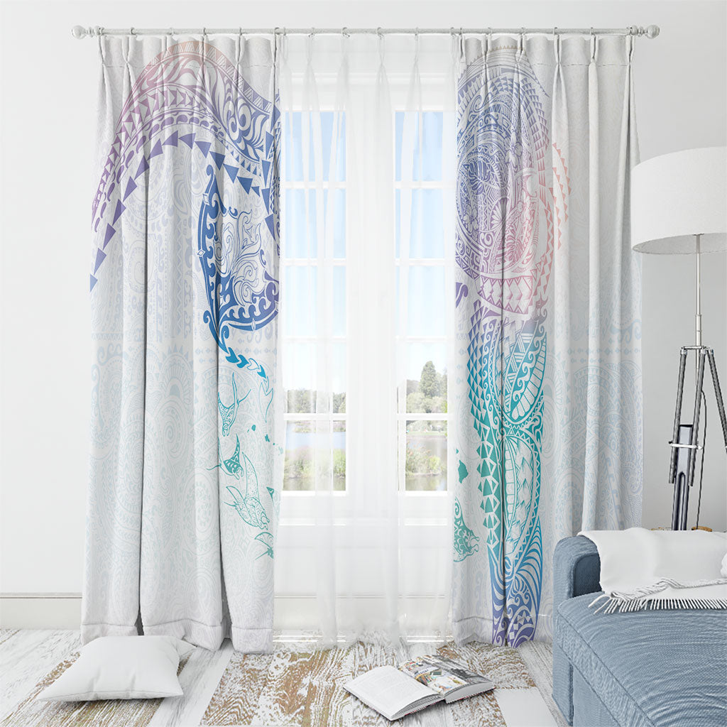 Hawaiian Manta Ray Tribal Window Curtain Polynesian Art Motifs Sweet Pastel