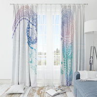 Hawaiian Manta Ray Tribal Window Curtain Polynesian Art Motifs Sweet Pastel