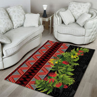 Maori Tukutuku Area Rug with Ferns Pohutukawa and Kowhai Tribal Moko Patterns LT03 - Polynesian Pride