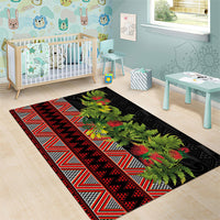 Maori Tukutuku Area Rug with Ferns Pohutukawa and Kowhai Tribal Moko Patterns LT03 - Polynesian Pride