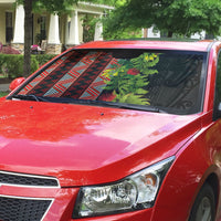 Maori Tukutuku Auto Sun Shade with Ferns Pohutukawa and Kowhai Tribal Moko Patterns LT03 - Polynesian Pride
