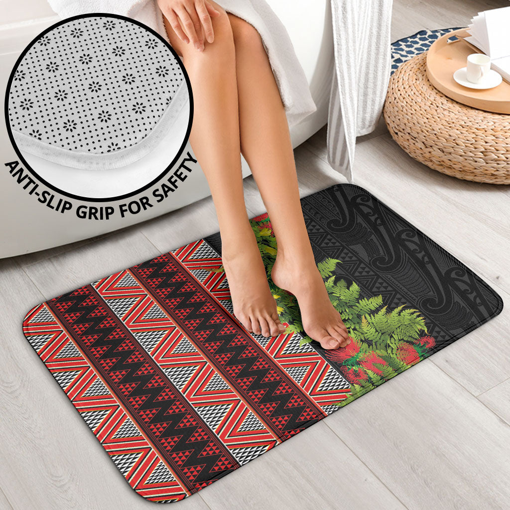 Maori Tukutuku Bathroom Set with Ferns Pohutukawa and Kowhai Tribal Moko Patterns LT03 - Polynesian Pride
