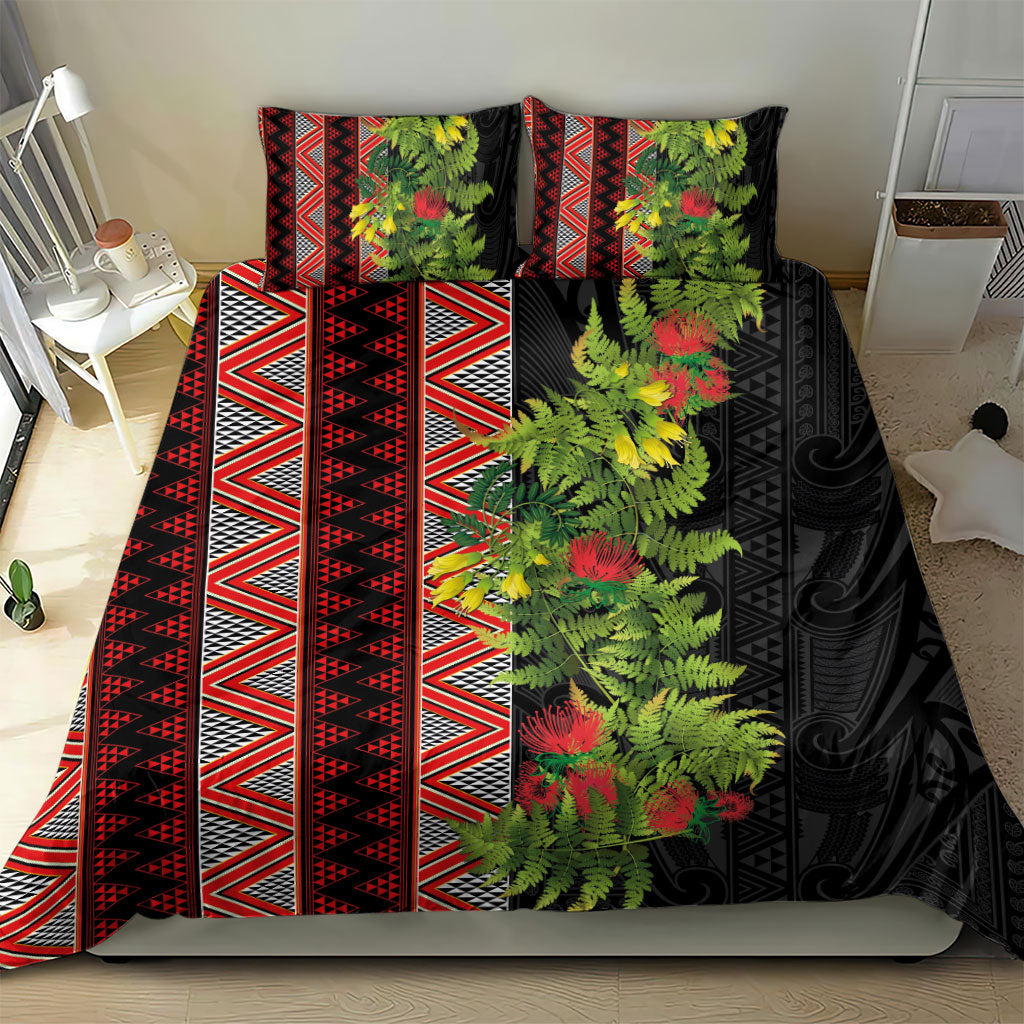 Maori Tukutuku Bedding Set with Ferns Pohutukawa and Kowhai Tribal Moko Patterns LT03 - Polynesian Pride