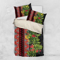 Maori Tukutuku Bedding Set with Ferns Pohutukawa and Kowhai Tribal Moko Patterns LT03 US Twin 172cm x 218cm Multicolor - Polynesian Pride