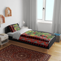 Maori Tukutuku Bedding Set with Ferns Pohutukawa and Kowhai Tribal Moko Patterns LT03 - Polynesian Pride