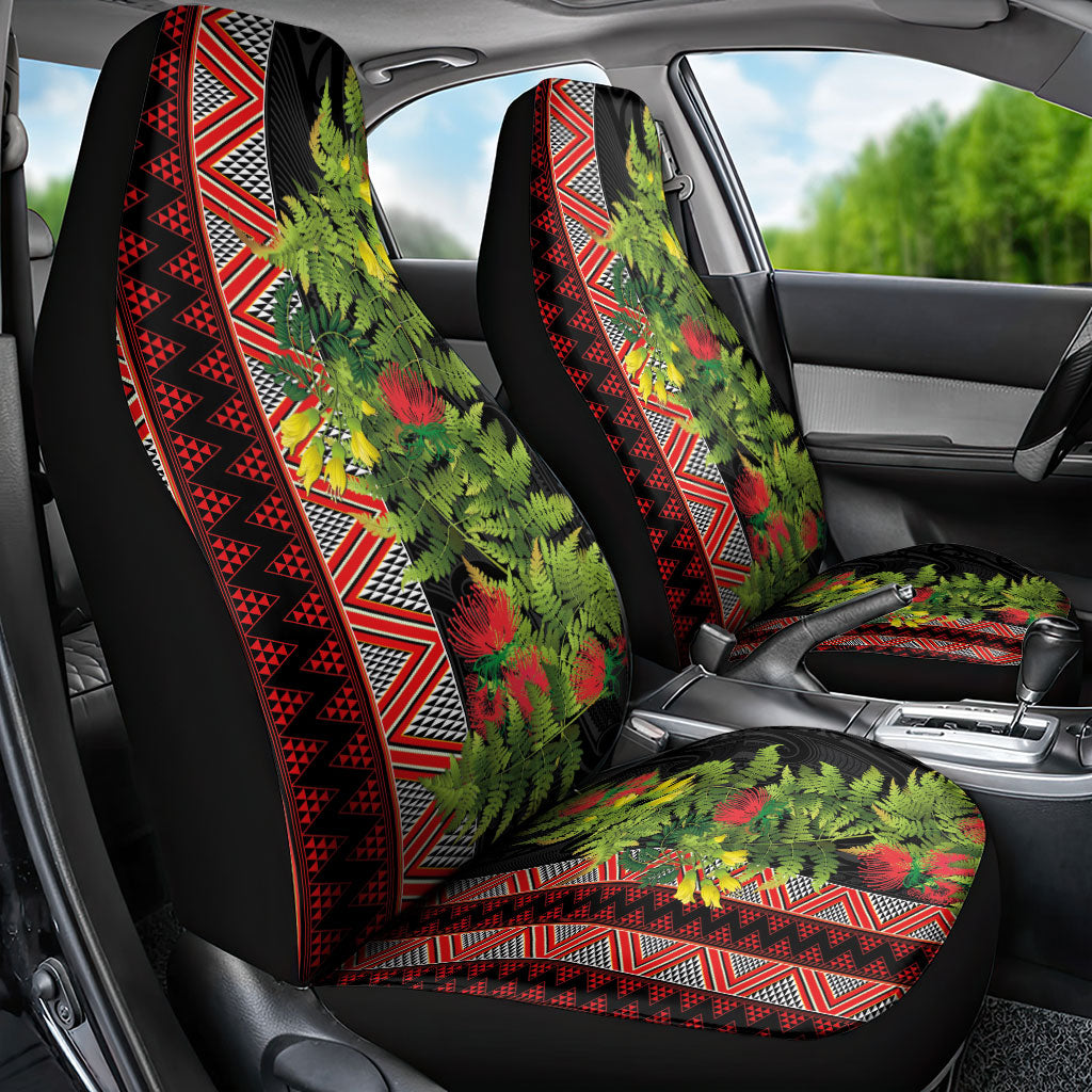 Maori Tukutuku Car Seat Cover with Ferns Pohutukawa and Kowhai Tribal Moko Patterns LT03 - Polynesian Pride