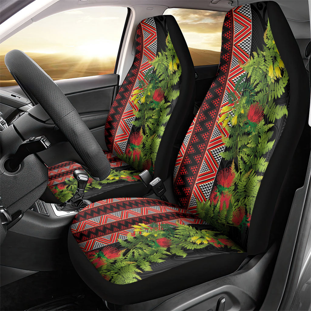 Maori Tukutuku Car Seat Cover with Ferns Pohutukawa and Kowhai Tribal Moko Patterns LT03 - Polynesian Pride