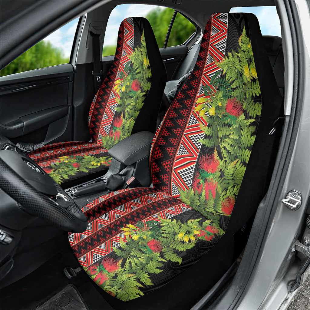 Maori Tukutuku Car Seat Cover with Ferns Pohutukawa and Kowhai Tribal Moko Patterns LT03 - Polynesian Pride