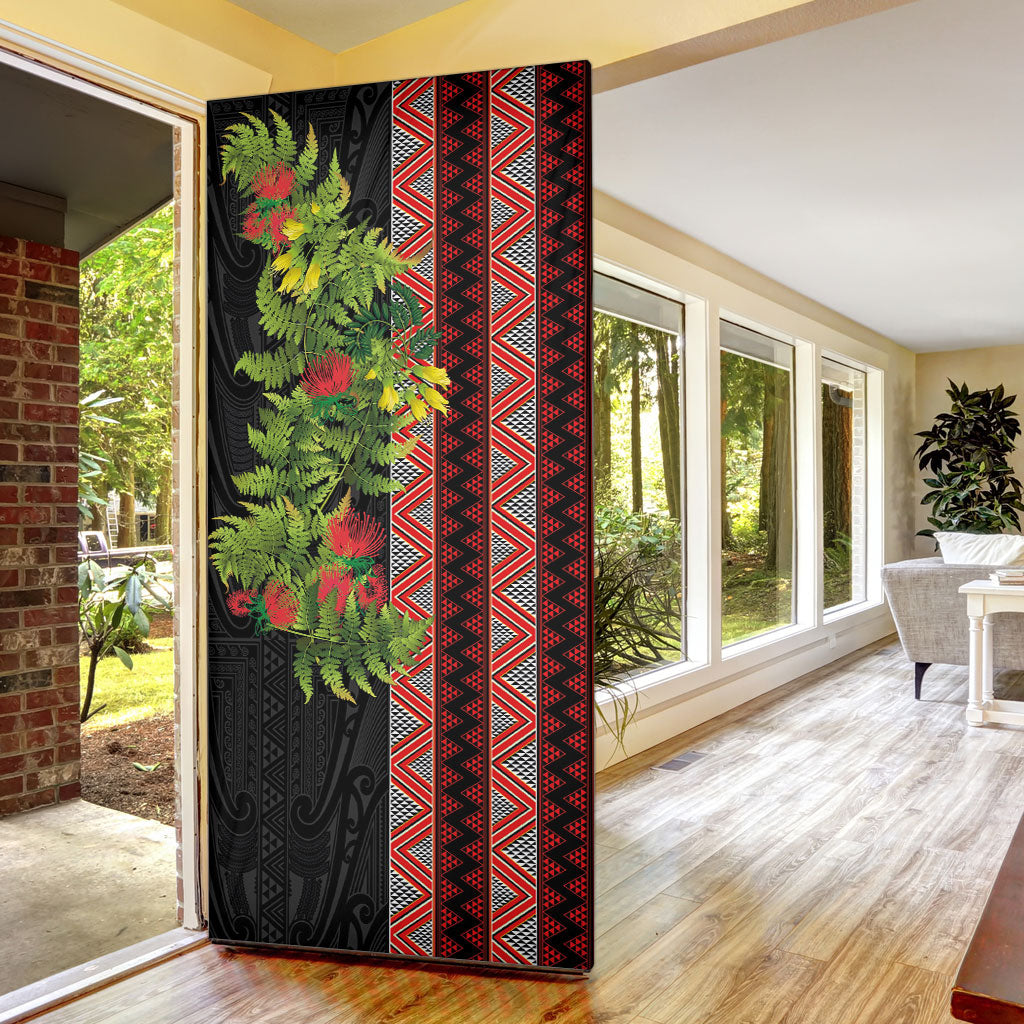 Maori Tukutuku Door Cover with Ferns Pohutukawa and Kowhai Tribal Moko Patterns LT03 - Polynesian Pride