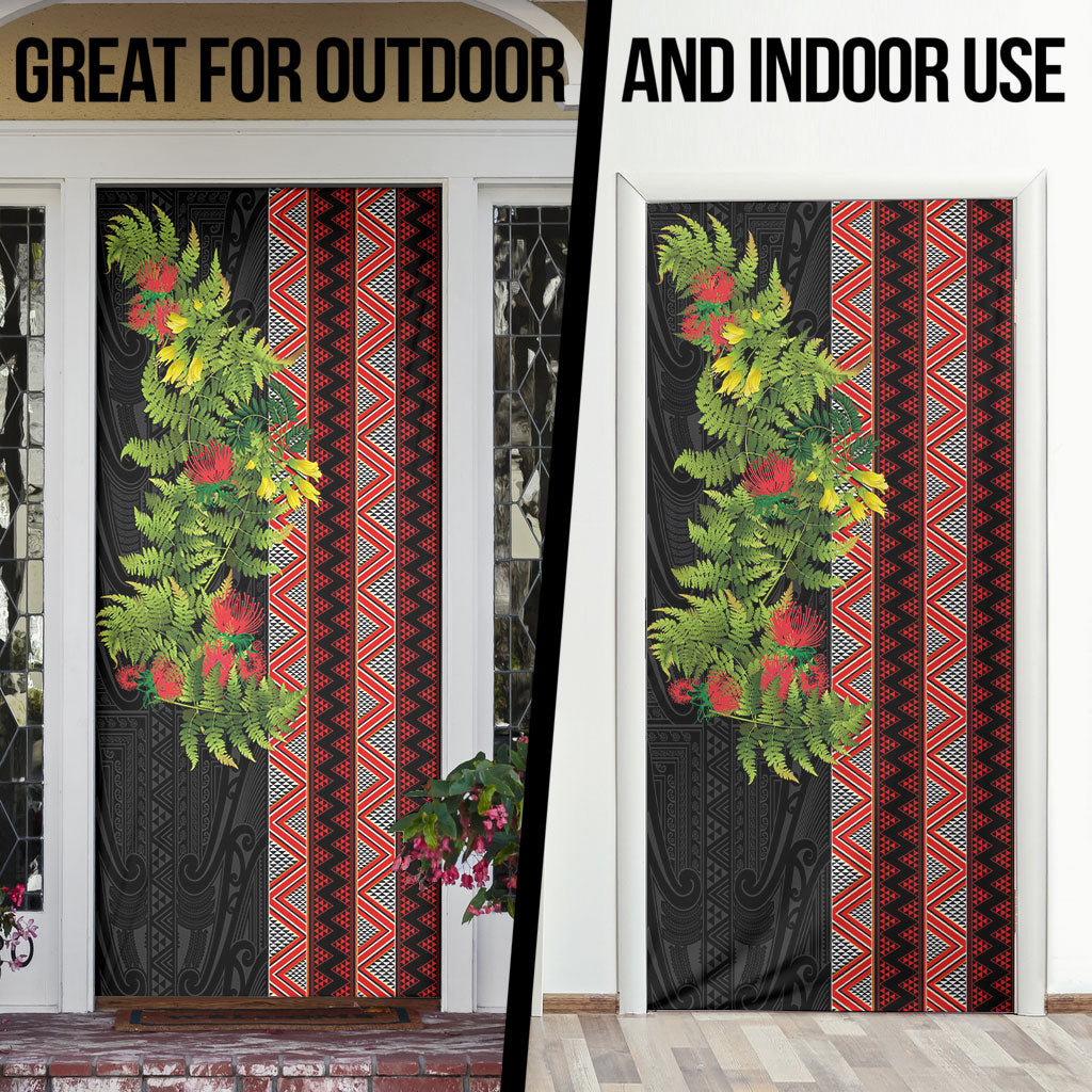 Maori Tukutuku Door Cover with Ferns Pohutukawa and Kowhai Tribal Moko Patterns LT03 - Polynesian Pride