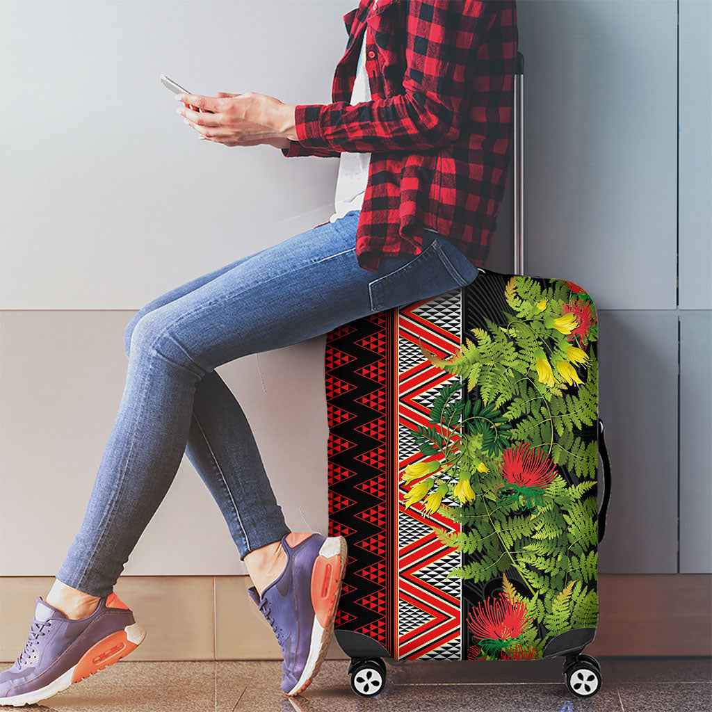 Maori Tukutuku Luggage Cover with Ferns Pohutukawa and Kowhai Tribal Moko Patterns LT03 - Polynesian Pride