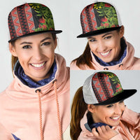 Maori Tukutuku Mesh Trucker Cap with Ferns Pohutukawa and Kowhai Tribal Moko Patterns LT03 - Polynesian Pride