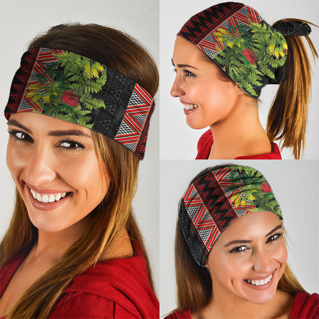 Maori Tukutuku Neck Gaiter with Ferns Pohutukawa and Kowhai Tribal Moko Patterns LT03 - Polynesian Pride