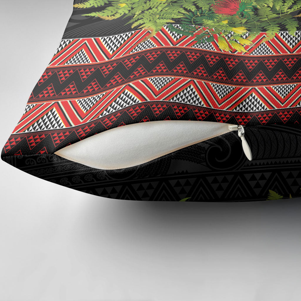 Maori Tukutuku Pillow Cover with Ferns Pohutukawa and Kowhai Tribal Moko Patterns LT03 - Polynesian Pride
