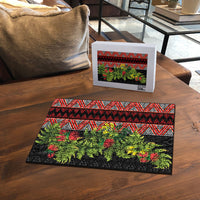 Maori Tukutuku Puzzle with Ferns Pohutukawa and Kowhai Tribal Moko Patterns LT03 - Polynesian Pride