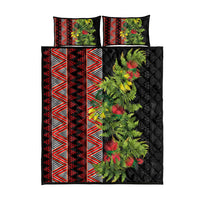 Maori Tukutuku Quilt Bed Set with Ferns Pohutukawa and Kowhai Tribal Moko Patterns LT03 - Polynesian Pride