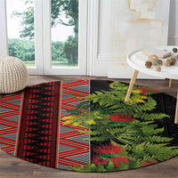 Maori Tukutuku Round Carpet with Ferns Pohutukawa and Kowhai Tribal Moko Patterns LT03 - Polynesian Pride