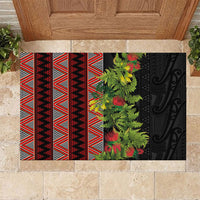 Maori Tukutuku Rubber Doormat with Ferns Pohutukawa and Kowhai Tribal Moko Patterns LT03 Multicolor - Polynesian Pride