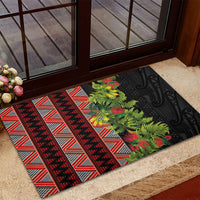 Maori Tukutuku Rubber Doormat with Ferns Pohutukawa and Kowhai Tribal Moko Patterns LT03 - Polynesian Pride