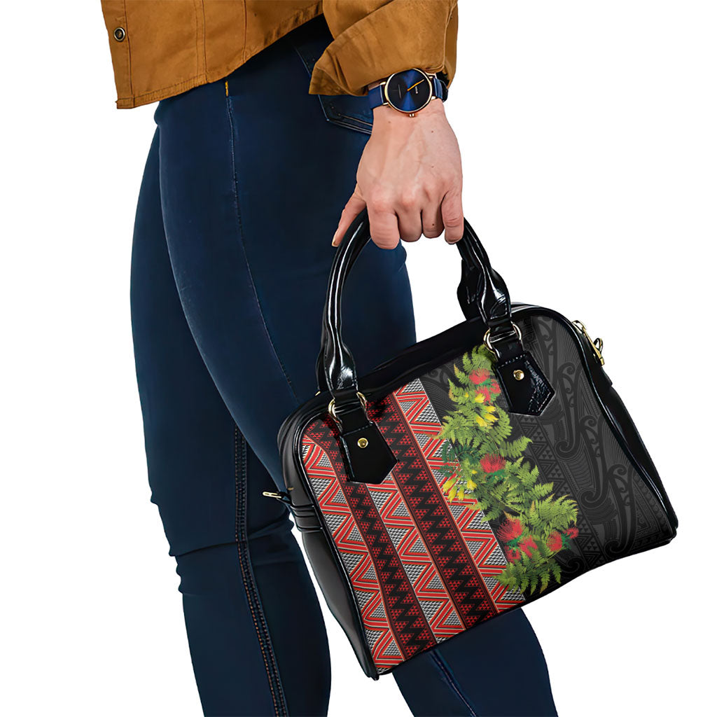 Maori Tukutuku Shoulder Handbag with Ferns Pohutukawa and Kowhai Tribal Moko Patterns LT03 - Polynesian Pride