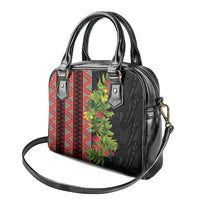 Maori Tukutuku Shoulder Handbag with Ferns Pohutukawa and Kowhai Tribal Moko Patterns LT03 - Polynesian Pride