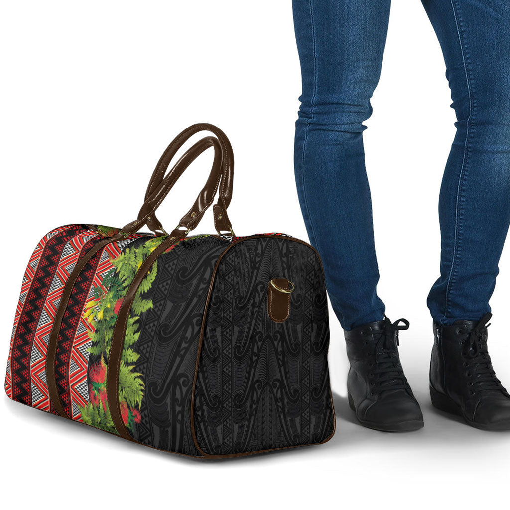 Maori Tukutuku Travel Bag with Ferns Pohutukawa and Kowhai Tribal Moko Patterns LT03 - Polynesian Pride