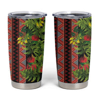 Maori Tukutuku Tumbler Cup with Ferns Pohutukawa and Kowhai Tribal Moko Patterns LT03 Multicolor - Polynesian Pride