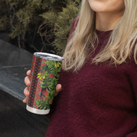 Maori Tukutuku Tumbler Cup with Ferns Pohutukawa and Kowhai Tribal Moko Patterns LT03 - Polynesian Pride