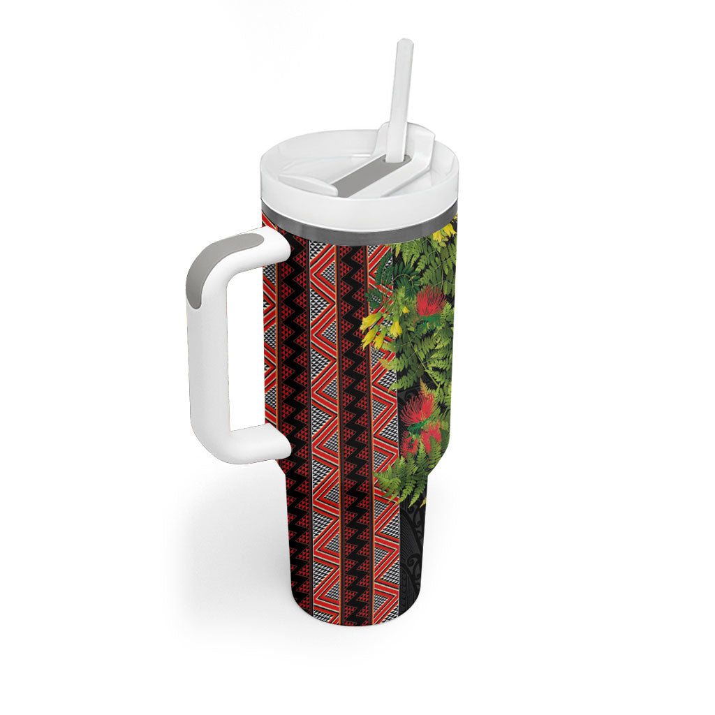 Maori Tukutuku Tumbler With Handle with Ferns Pohutukawa and Kowhai Tribal Moko Patterns LT03 - Polynesian Pride