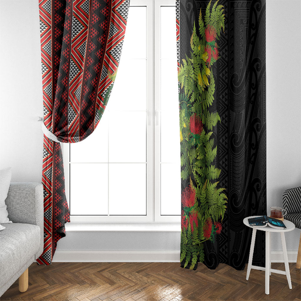 Maori Tukutuku Window Curtain with Ferns Pohutukawa and Kowhai Tribal Moko Patterns LT03 - Polynesian Pride