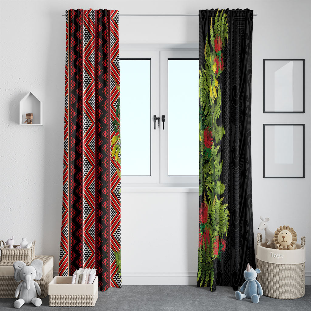 Maori Tukutuku Window Curtain with Ferns Pohutukawa and Kowhai Tribal Moko Patterns LT03 - Polynesian Pride