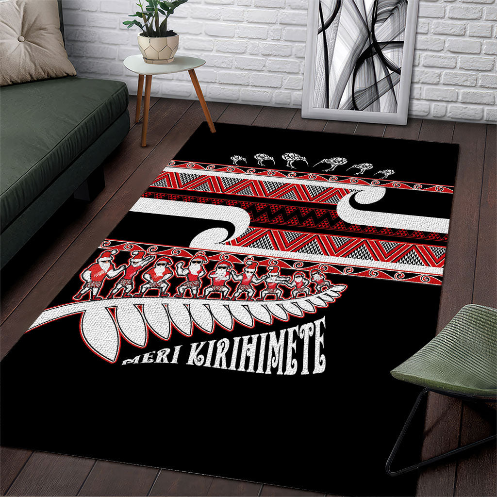 New Zealand Christmas Area Rug Funny Santa Claus Haka Dance with Tukutuku
