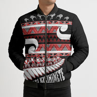 New Zealand Christmas Bomber Puffer Jacket Funny Santa Claus Haka Dance with Tukutuku